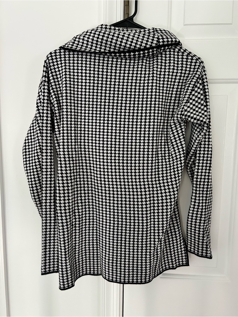 Calvin Klein Black & White Houndstooth Cowl Neck Sweater - Picture 2 of 3